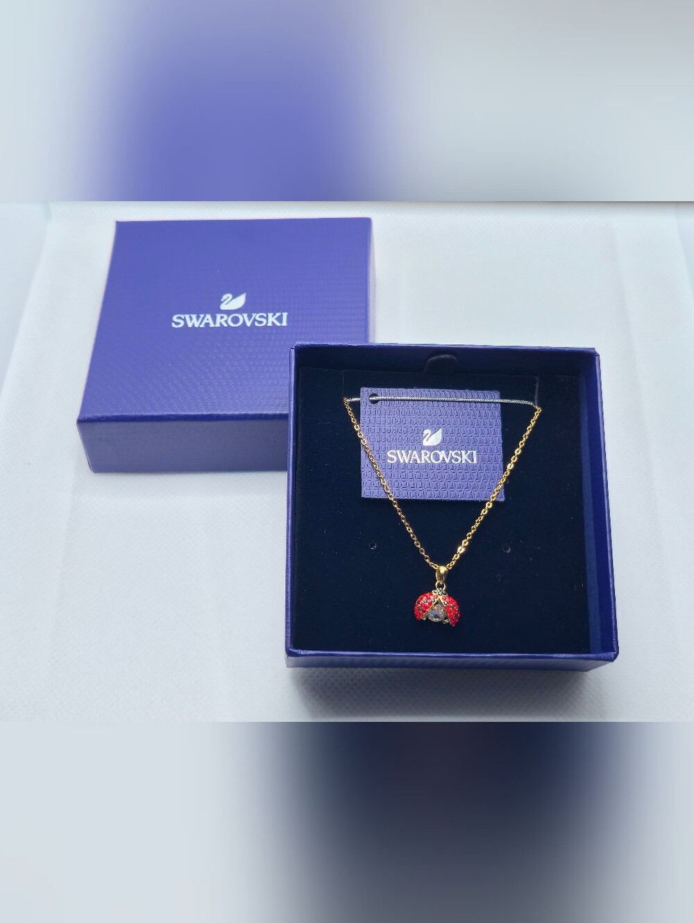 Swarovski Ladybug Pendant Necklace – Red, Black & Clear Crystal, Gold-Tone - Picture 11 of 13